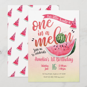 Een in een meloen Watermeloen Eerste Verjaardag Ui Kaart