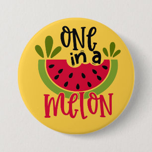 Een in een meloen Watermeloen Pun Ronde Button 7,6 Cm