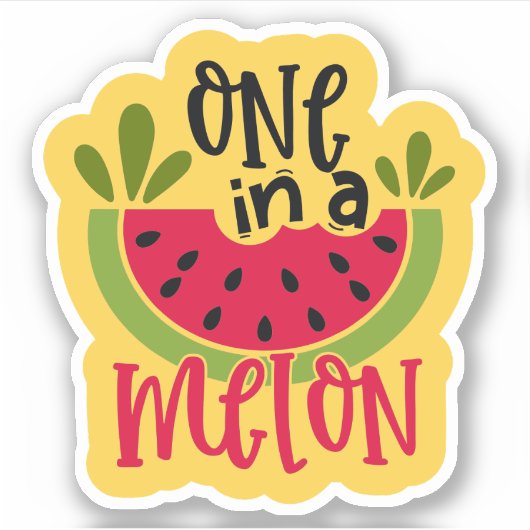 Een in een meloen Watermeloen Pun Sticker (Voorkant)