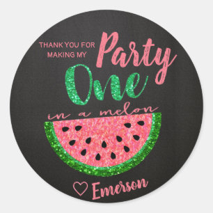 Een in een meloen, Watermelon Sticker Label Dank j