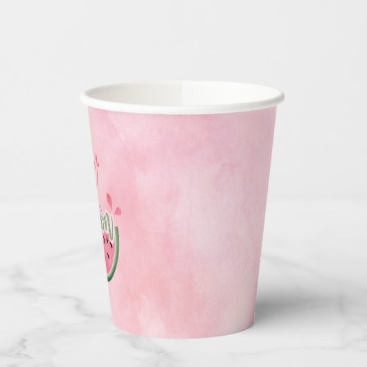 Een in een meloen Watermelon waterverf 1e verjaard Papieren Bekers (Links)
