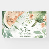 Een in een meloen Watermelon Waterverf 1e Verjaard Spandoek (Horizontaal)