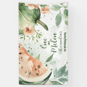 Een in een meloen Watermelon Waterverf 1e Verjaard Spandoek (Verticaal)