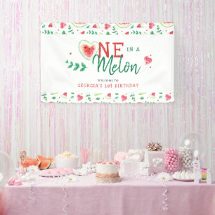 Eén in een meloen   Welkom Watermelon Birthday Spandoek