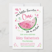 Eén in een Melon 1e Birthday-uitnodiging Kaart (Voorkant)