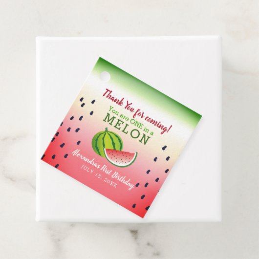 Eén in een Melon 1e verjaardag Bedankjes Labels (In situ)