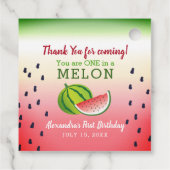Eén in een Melon 1e verjaardag Bedankjes Labels (Achterkant)