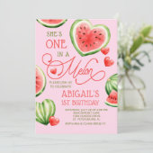 Eén in een Melon 1e verjaardag Kaart (Staand voorkant)