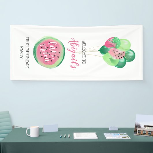 Een in een Melon Balloons 1e verjaardag Spandoek (Beurs)