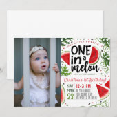 Eén in een Melon Birthday-uitnodiging Kaart (Voorkant / Achterkant)