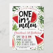 Eén in een Melon Birthday-uitnodiging Kaart (Voorkant / Achterkant)