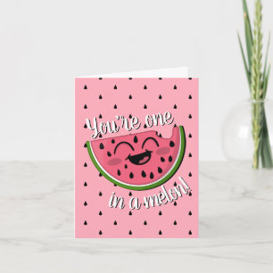 Eén in een Melon Cute Watermelon Pink Birthday Kaart
