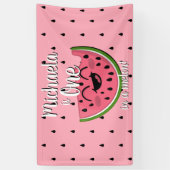Eén in een Melon Cute Watermelon Pink Birthday Spandoek (Verticaal)