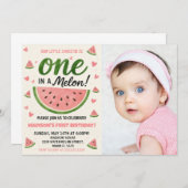 Eén in een Melon First Birthday Uitnodiging (Voorkant / Achterkant)