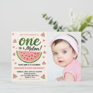 Eén in een Melon First Birthday Uitnodiging