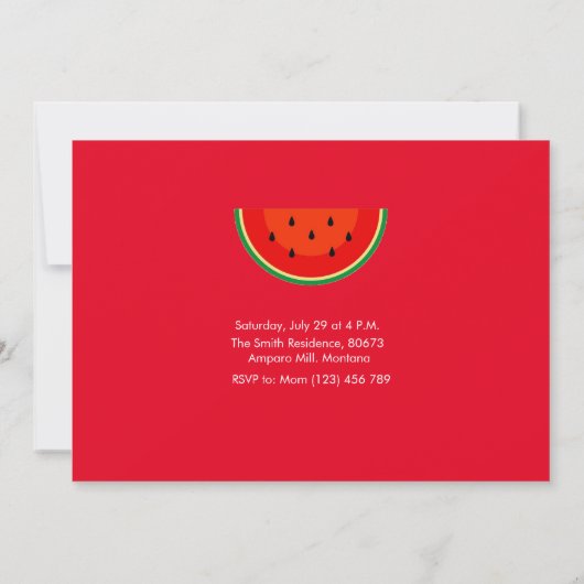 Eén in een Melon First Birthday Uitnodiging (Achterkant)