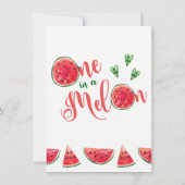 Eén in een Melon First Birthday-uitnodiging Kaart (Achterkant)