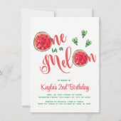 Eén in een Melon First Birthday-uitnodiging Kaart (Voorkant)