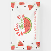 Eén in een Melon First Birthday Watermelon Spandoek (Verticaal)