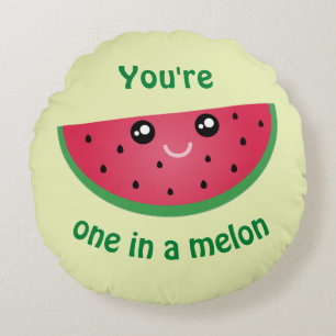 Een in een Melon Funny Cute Kawaii Watermeloen Rond Kussen
