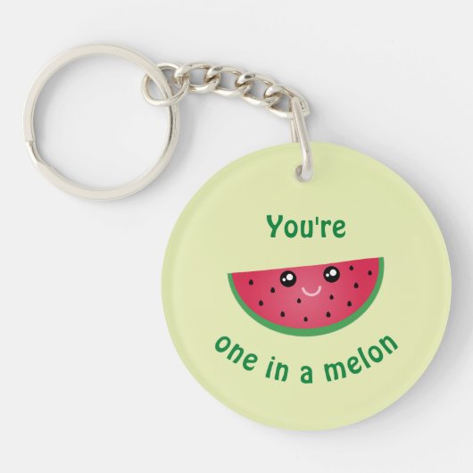 Een in een Melon Funny Cute Kawaii Watermeloen Sleutelhanger (Voorkant)