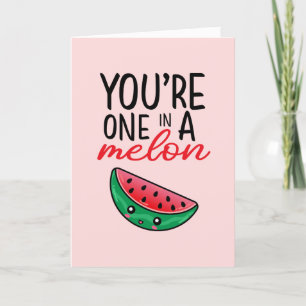 Een in een Melon Funny Fruit Pun Valentijnsdag Feestdagen Kaart
