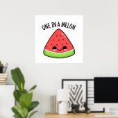 Een in een Melon Funny Watermelon Pun Poster (Thuiskantoor)