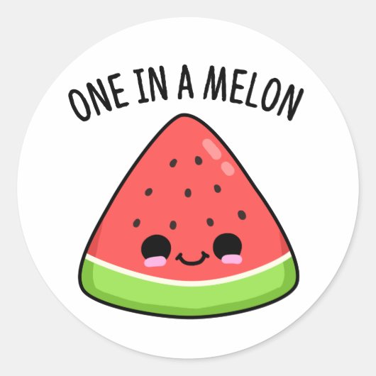 Een in een Melon Funny Watermelon Pun Ronde Sticker (Voorkant)