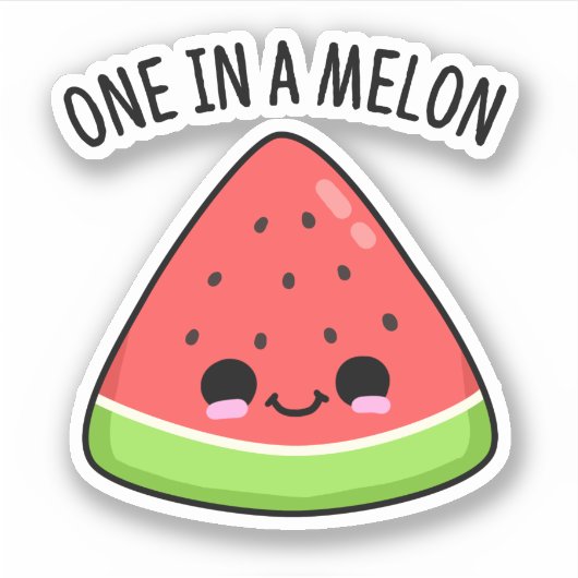 Een in een Melon Funny Watermelon Pun Sticker (Voorkant)