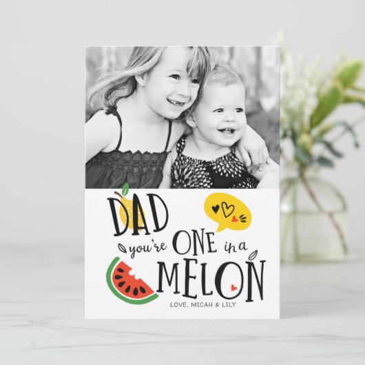 Eén in een Melon Pap-Vaderdag kaart (Staand voorkant)