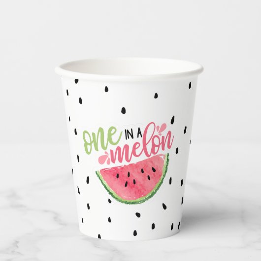 Eén in een Melon Paper Cup - Roze Papieren Bekers (Voorkant)