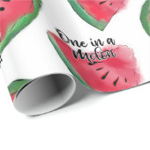 Eén in een Melon Quote Watermelon Waterverf Patter Cadeaupapier (Rol Hoek)