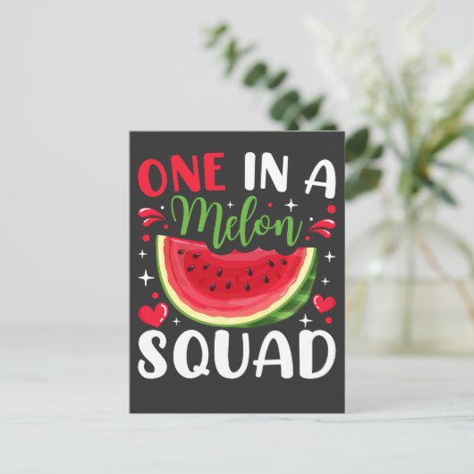 Een in een Melon Squad B-Day Party Briefkaart (Staand voorkant)
