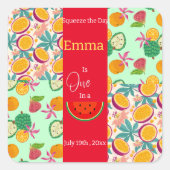 Een in een Melon Verjaardag Sticker (Voorkant)