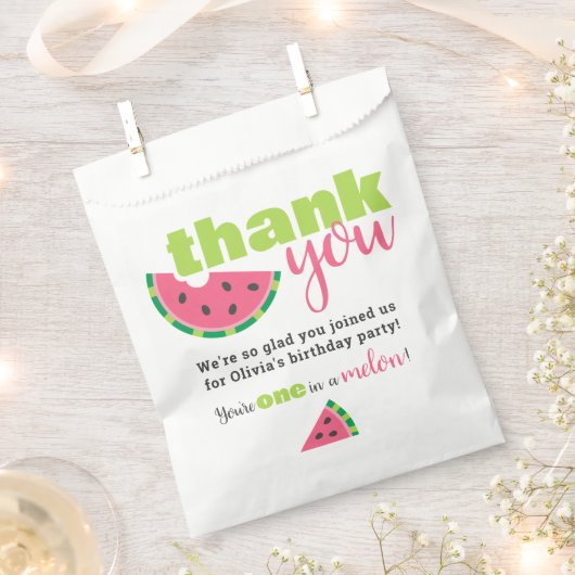 Eén in een Melon Watermeloen, 1e verjaardag Dank j Bedankzakje (Geknipt)