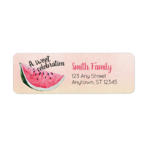Eén in een Melon Watermelon Birthday Adresetiket Etiket