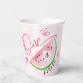 Eén in een Melon Watermelon Birthday Papieren Bekers (Achterkant)