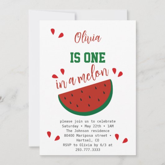 Eén in een Melon Watermelon Eerste Dag Kaart (Voorkant)