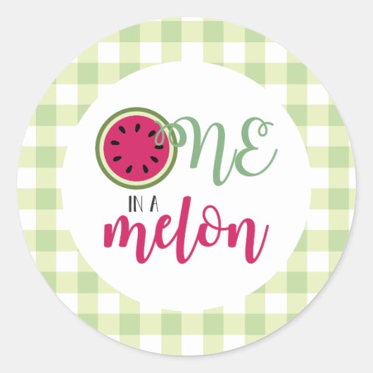 Eén in een Melon Watermelon Eerste Dag Ronde Sticker (Voorkant)