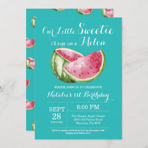 Eén in een Melon Watermelon First Birthday Invite Kaart