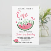 Eén in een Melon Watermelon First Birthday Kaart (Staand voorkant)