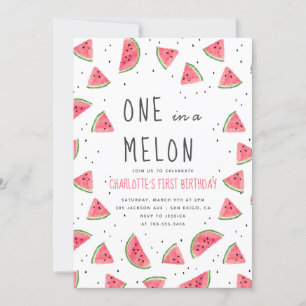 Een in een Melon Watermelon First Birthday Party Kaart