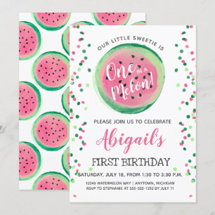 Een in een Melon Watermelon First Birthday Party Kaart