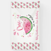 Eén in een Melon Watermelon op de eerste verjaarda Spandoek (Verticaal)