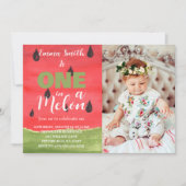 Eén in een Watermeloen Watermeloen 1e Verjaardagsf Kaart (Voorkant)