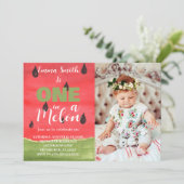 Eén in een Watermeloen Watermeloen 1e Verjaardagsf Kaart (Staand voorkant)