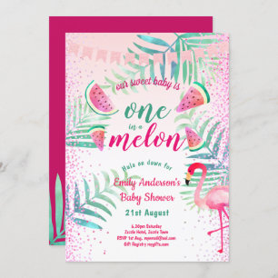 Eén in Melon Tropical Flamingo Watermelon Roze Kaart