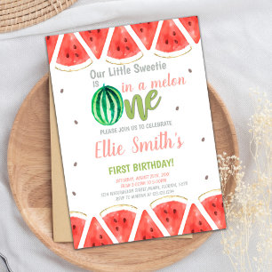 Een in melon Watermelon Birthday Invitations Kaart