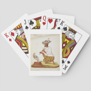 Een Indische slang-opper met een Cobra, van een Fr Pokerkaarten