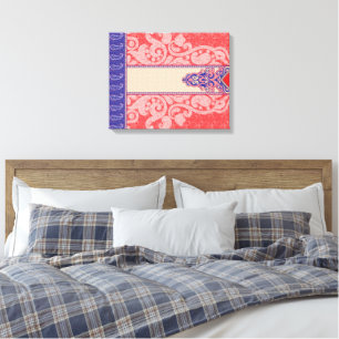 Een ingewikkeld paisley patroon met levendige rode canvas afdruk